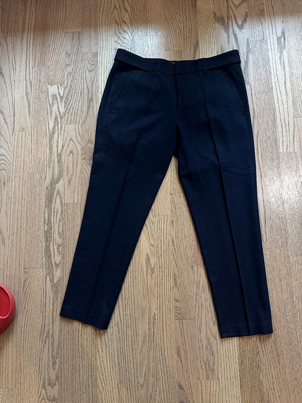 Vince Navy Slim Cropped Knit Pants Snap Side Tabs Size 8